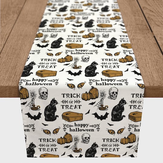 90" Vintage Halloween Pattern Table Runner